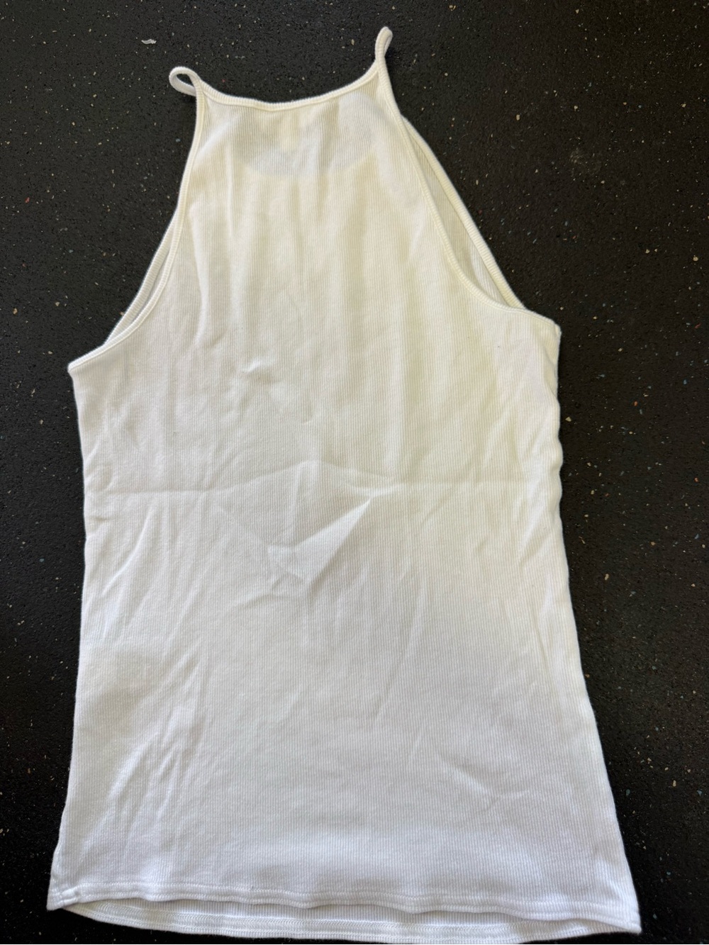 White Ribbed High-Neck Tank Top - Picture 6 of 6
